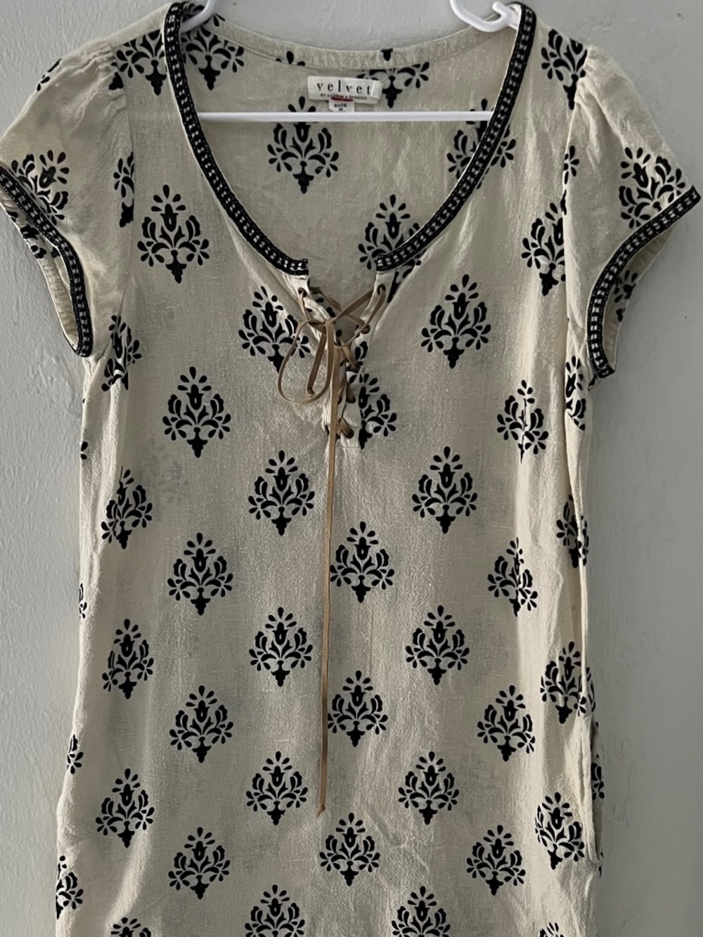 Velvet by Graham & Spencer Embroidered Boho Peasant Tunic Dress - Size P (Petite